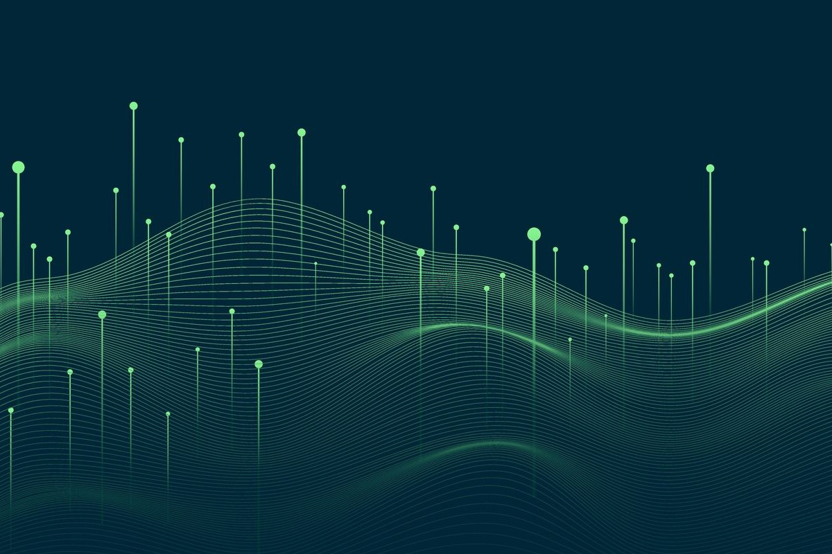 Abstract visualization of digital data flow, representing the latest trends and innovations in document automation and CPQ solutions for 2023, highlighting the need for optimized business processes and technology investments.