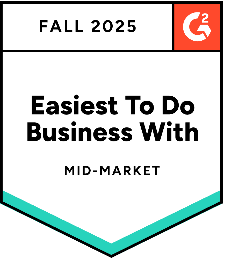 G2 Badge: Fall 2025. Easiest to do Business With - Mid-Market