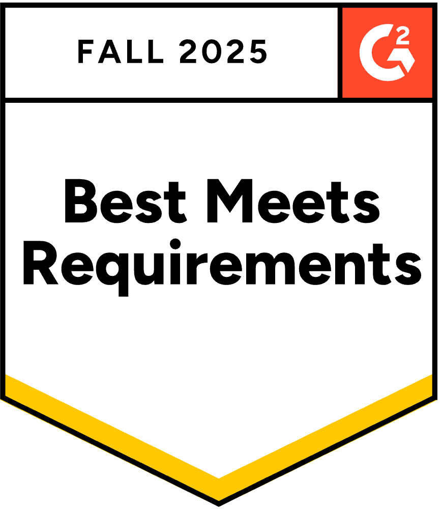 G2 Badge: Fall 2025. Best Meets Requirements