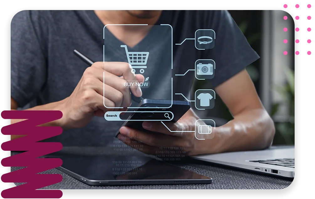 Man on a mobile phone conducting deals via ecommerce.