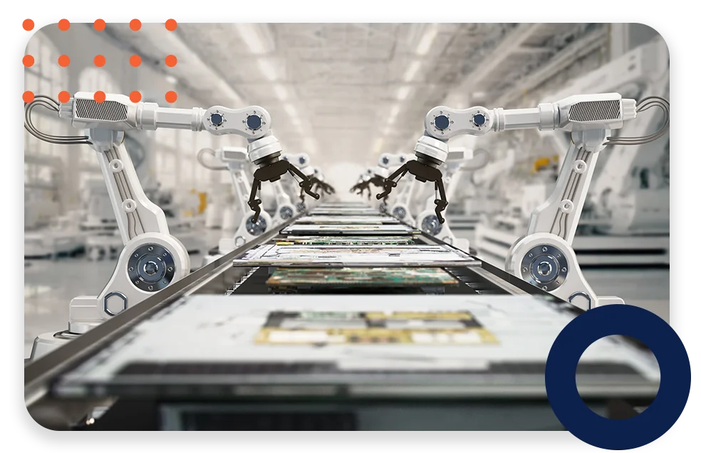 An office with cool lighting and business coworkers sitting at a table in a meeting.