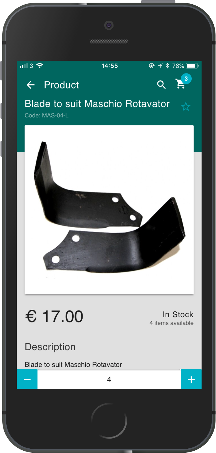 customer view of a product on a mobile device