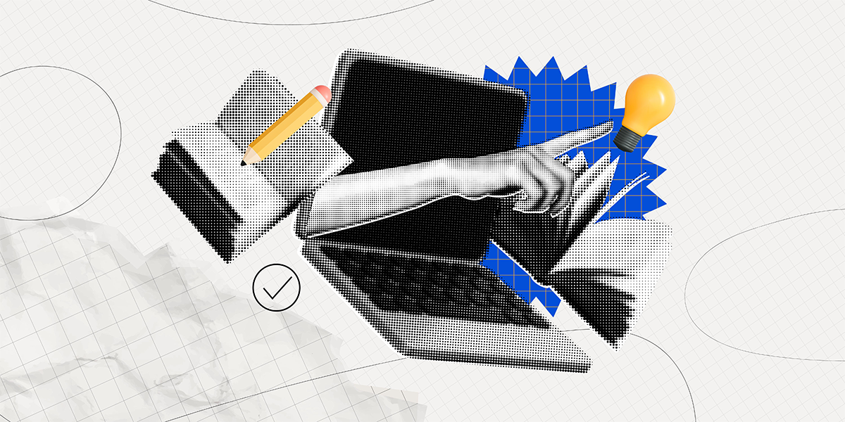 tribal-knowledge2 Graph paper in the background with a hand coming out of a computer pointing to a light bulb.